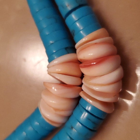 Turquoise and coral necklace and earrings set - Picture 2 of 5